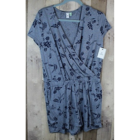 Susina Womens Blue Floral Cotton Blend Romper Size S Small NWT - Picture 1 of 6